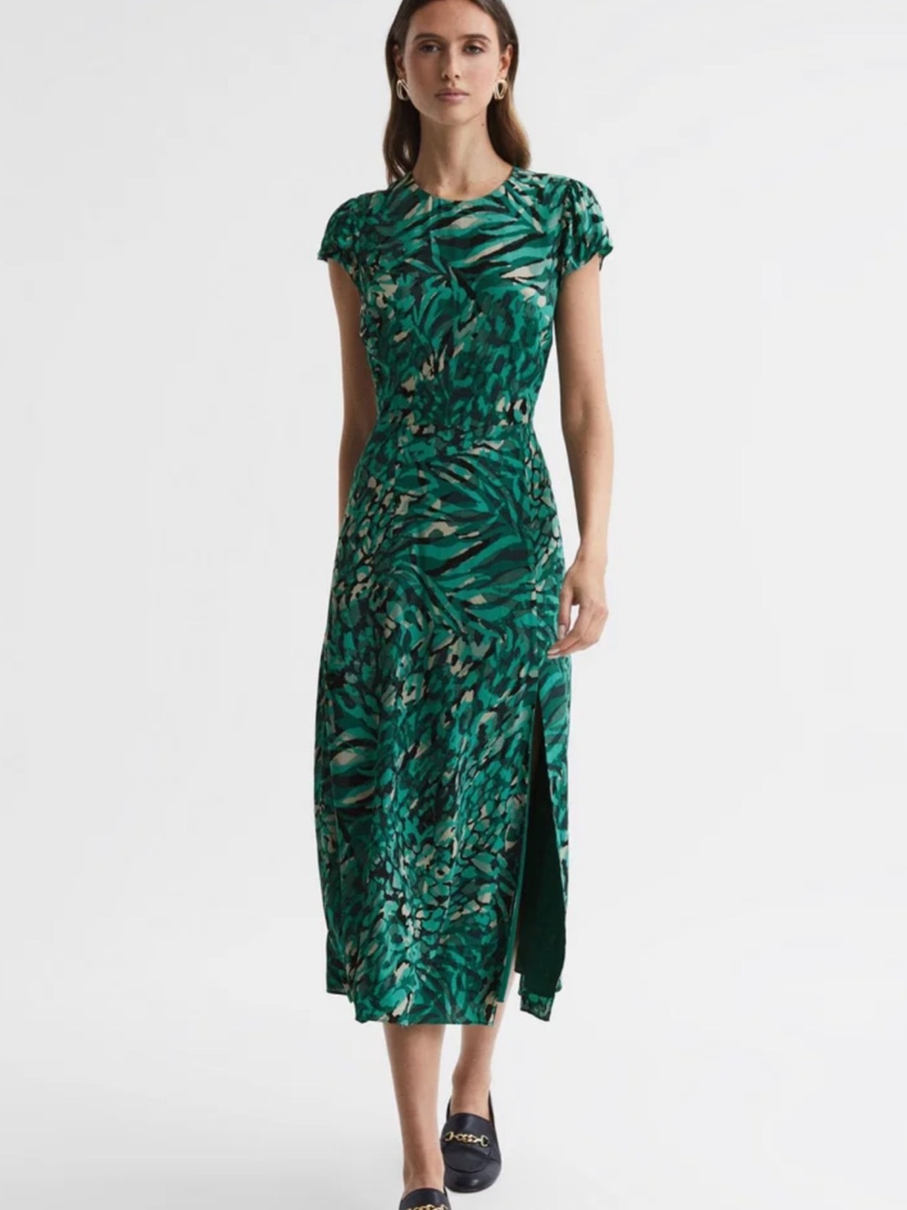 NWOT Reiss Livia Cut Out Printed Midi Dress 0